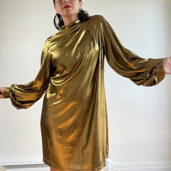 One 33 Social Gold Mini Dress Size 10 US - Picture 7 of 13